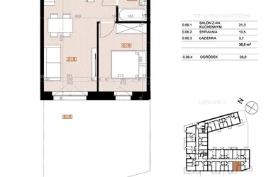 Rzut - Mieszkanie na sprzedaż 2 pokoje o powierzchni 35,5 m² - numer 06 w Szczecińska 20