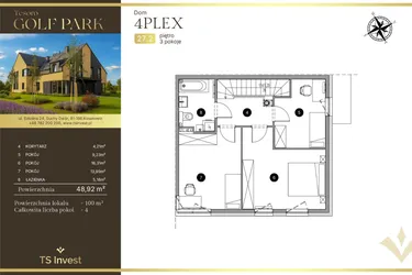 Rzut - Dom na sprzedaż 4 pokoje o powierzchni 100,77 m² - numer 27.2 w Tesoro Golf Park
