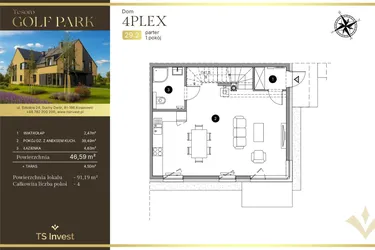Rzut - Dom na sprzedaż 4 pokoje o powierzchni 91,67 m² - numer 29.2 w Tesoro Golf Park