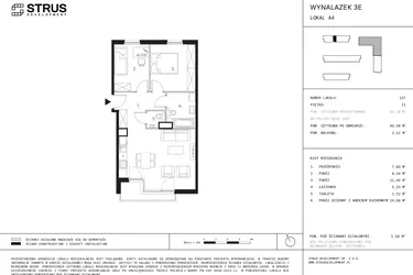 Rzut - Mieszkanie na sprzedaż 3 pokoje o powierzchni 60,08 m² - numer A4.2 w Wynalazek 3A