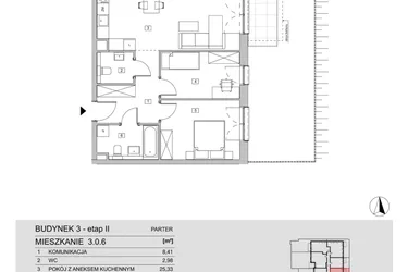 Rzut - Mieszkanie na sprzedaż 3 pokoje o powierzchni 64,27 m² - numer 3.0.6 w ATAL Apollina II