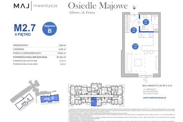 Rzut - Mieszkanie na sprzedaż 1 pokój o powierzchni 27,42 m² - numer M2.7 w Osiedle Majowe 2.0
