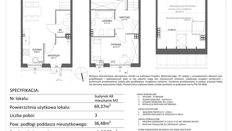 Rzut - Mieszkanie na sprzedaż 3 pokoje o powierzchni 69,37 m² - numer A8/2 w Libre Park