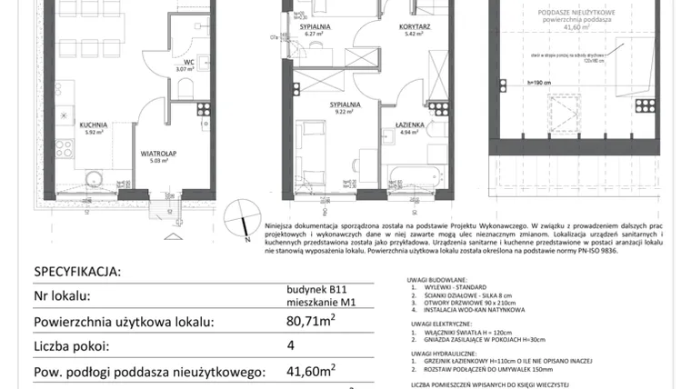 Rzut - Mieszkanie na sprzedaż 4 pokoje o powierzchni 80,71 m² - numer B11/1 w Libre Park