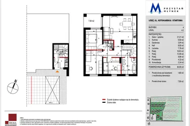 Rzut - Mieszkanie na sprzedaż 4 pokoje o powierzchni 85,4 m² - numer 4.2 w Przystań Młynek