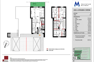Rzut - Mieszkanie na sprzedaż 4 pokoje o powierzchni 79,02 m² - numer 8.2 w Przystań Młynek