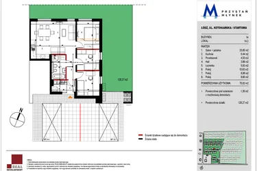 Rzut - Mieszkanie na sprzedaż 3 pokoje o powierzchni 69,85 m² - numer 14.3 w Przystań Młynek
