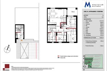 Rzut - Mieszkanie na sprzedaż 4 pokoje o powierzchni 85,4 m² - numer 14.4 w Przystań Młynek