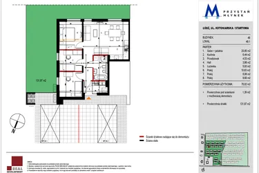 Rzut - Mieszkanie na sprzedaż 3 pokoje o powierzchni 69,85 m² - numer 49.1 w Przystań Młynek
