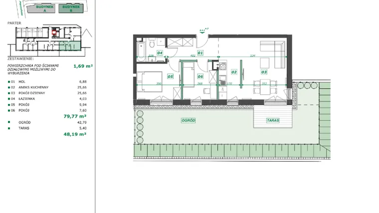 Rzut - Mieszkanie na sprzedaż 3 pokoje o powierzchni 55,7 m² - numer B.0.2 w Apartamenty Pszczyńska