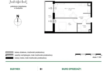 Rzut - Mieszkanie na sprzedaż 2 pokoje o powierzchni 38,32 m² - numer M15 w Wędrowna