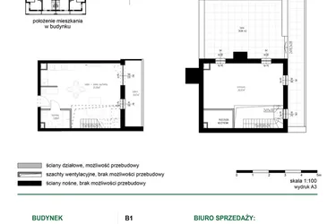 Rzut - Mieszkanie na sprzedaż 1 pokój o powierzchni 65,48 m² - numer M26 w Wędrowna