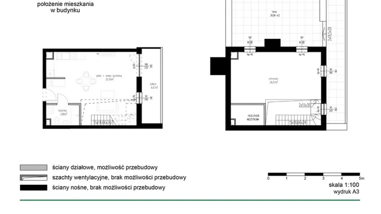 Rzut - Mieszkanie na sprzedaż 1 pokój o powierzchni 65,48 m² - numer M26 w Wędrowna