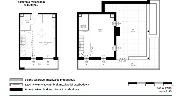 Rzut - Mieszkanie na sprzedaż 1 pokój o powierzchni 65,48 m² - numer M28 w Wędrowna