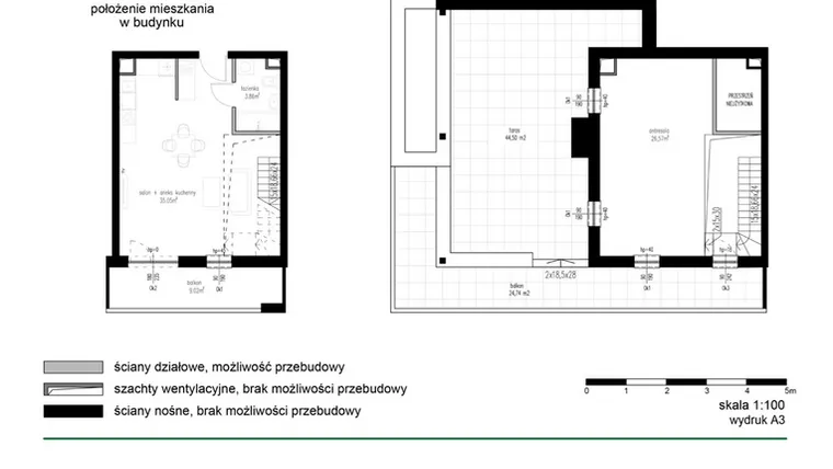 Rzut - Mieszkanie na sprzedaż 1 pokój o powierzchni 65,48 m² - numer M29 w Wędrowna