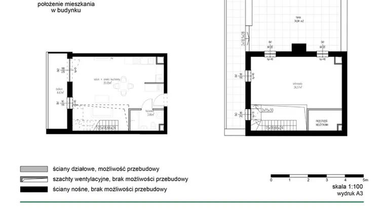 Rzut - Mieszkanie na sprzedaż 1 pokój o powierzchni 65,48 m² - numer M31 w Wędrowna