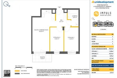 Rzut - Mieszkanie na sprzedaż 3 pokoje o powierzchni 55,9 m² - numer A/28 w Impuls Marywilska