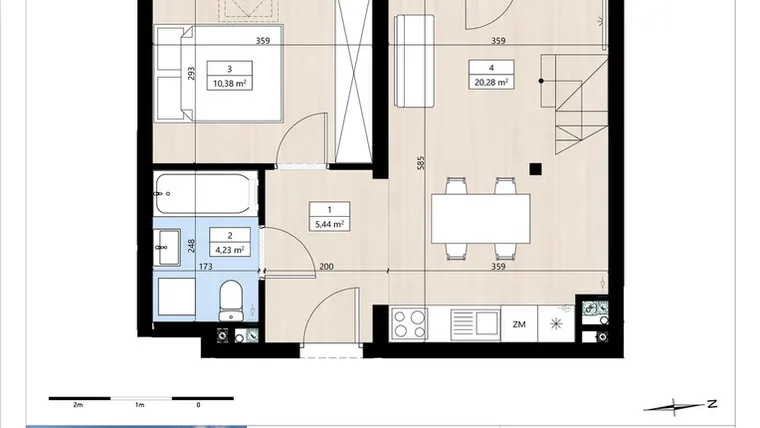 Rzut - Mieszkanie na sprzedaż 2 pokoje o powierzchni 48,2 m² - numer B4/3/40 w Montano bud. B4