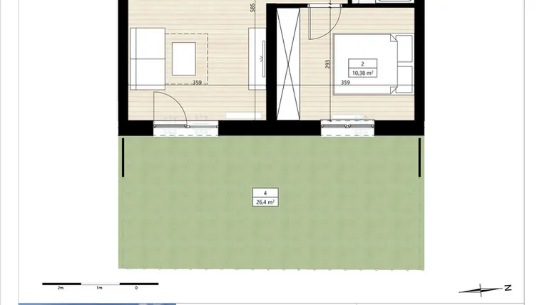 Rzut - Mieszkanie na sprzedaż 2 pokoje o powierzchni 40,42 m² - numer B4/0/8 w Montano bud. B4 - apartamenty inwestycyjne