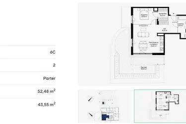 Rzut - Mieszkanie na sprzedaż 2 pokoje o powierzchni 52,59 m² - numer 6C0001 w Jaśminowy Mokotów etap VI