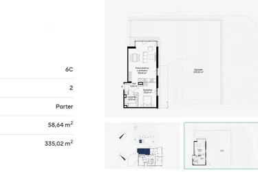 Rzut - Mieszkanie na sprzedaż 2 pokoje o powierzchni 58,34 m² - numer 6C0002 w Jaśminowy Mokotów etap VI