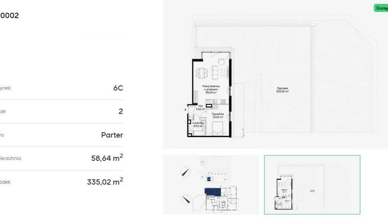 Rzut - Mieszkanie na sprzedaż 2 pokoje o powierzchni 58,34 m² - numer 6C0002 w Jaśminowy Mokotów etap VI