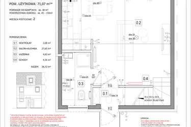 Rzut - Dom na sprzedaż 2 pokoje o powierzchni 71 m² - numer 44A w Osiedle Kwiatów etap III