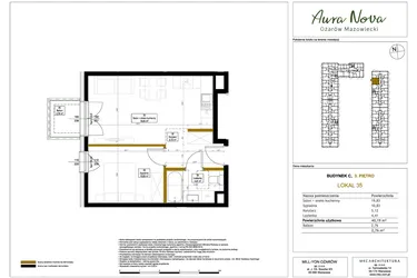 Rzut - Mieszkanie na sprzedaż 2 pokoje o powierzchni 40,73 m² - numer 35 w Aura Nova etap II