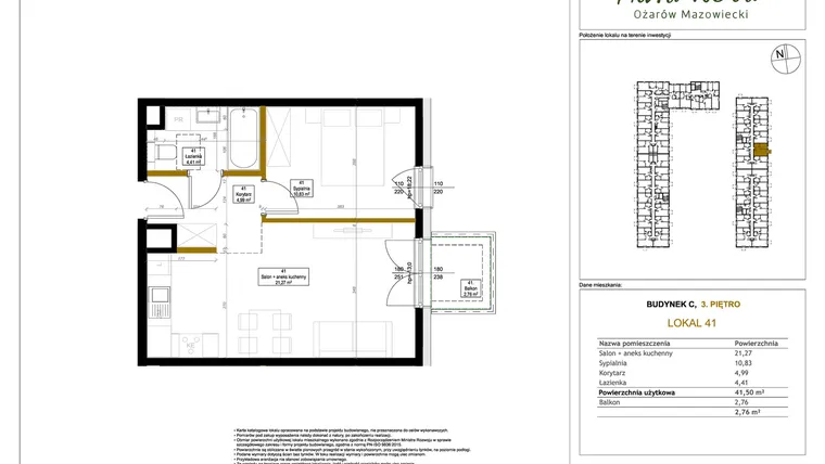 Rzut - Mieszkanie na sprzedaż 2 pokoje o powierzchni 42,06 m² - numer 41 w Aura Nova etap II