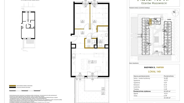 Rzut - Mieszkanie na sprzedaż 3 pokoje o powierzchni 64,8 m² - numer 149 w Aura Nova etap II