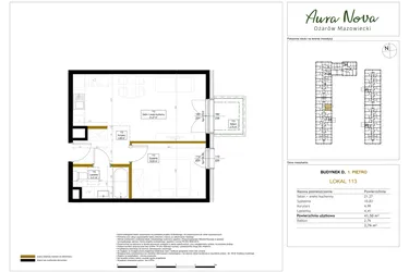 Rzut - Mieszkanie na sprzedaż 2 pokoje o powierzchni 42,06 m² - numer 113 w Aura Nova etap II