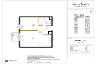 Rzut - Mieszkanie na sprzedaż 2 pokoje o powierzchni 41,92 m² - numer 155 w Aura Nova etap II
