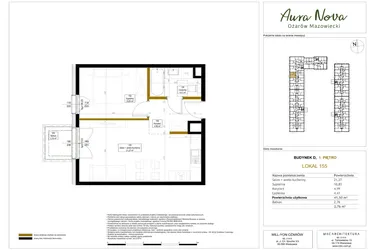 Rzut - Mieszkanie na sprzedaż 2 pokoje o powierzchni 41,92 m² - numer 155 w Aura Nova etap II