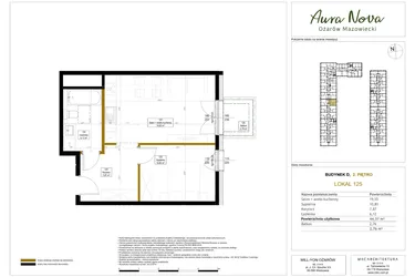 Rzut - Mieszkanie na sprzedaż 2 pokoje o powierzchni 44,61 m² - numer 125 w Aura Nova etap II