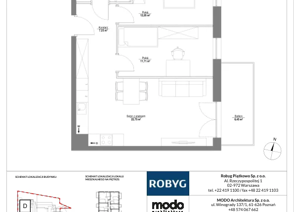 Rzut - Mieszkanie na sprzedaż 3 pokoje o powierzchni 58,16 m² - numer B.4M02 w Początek Piątkowo bud. B