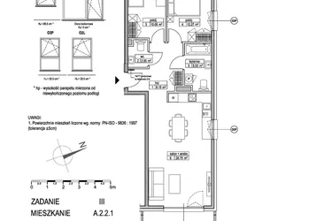 Rzut - Mieszkanie na sprzedaż 3 pokoje o powierzchni 66,13 m² - numer A.2.2.1 w Atut III