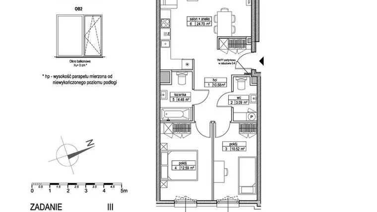 Rzut - Mieszkanie na sprzedaż 3 pokoje o powierzchni 65,98 m² - numer A.2.2.3 w Atut III