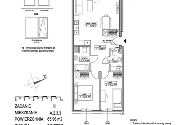 Rzut - Mieszkanie na sprzedaż 3 pokoje o powierzchni 66,1 m² - numer A.2.3.3 w Atut III