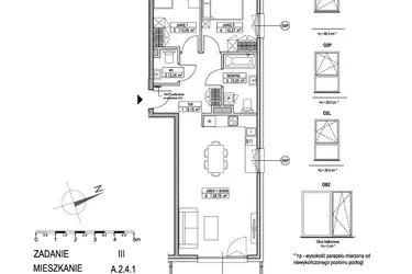 Rzut - Mieszkanie na sprzedaż 3 pokoje o powierzchni 66,15 m² - numer A.2.4.1 w Atut III