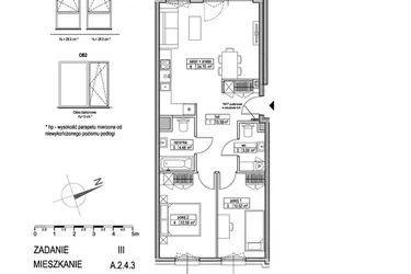 Rzut - Mieszkanie na sprzedaż 3 pokoje o powierzchni 65,92 m² - numer A.2.4.3 w Atut III