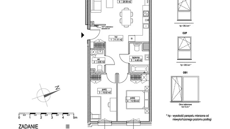Rzut - Mieszkanie na sprzedaż 3 pokoje o powierzchni 67,83 m² - numer B.1.4.1 w Atut III