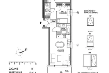 Rzut - Mieszkanie na sprzedaż 3 pokoje o powierzchni 63,8 m² - numer E.2.2.1 w Atut III