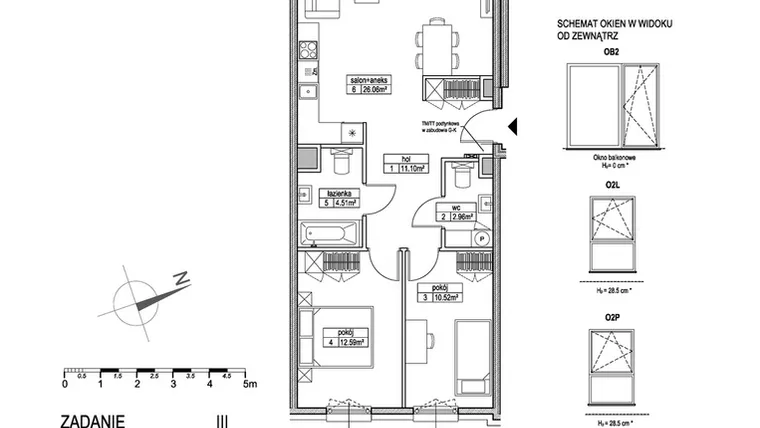Rzut - Mieszkanie na sprzedaż 3 pokoje o powierzchni 67,67 m² - numer E.2.2.3 w Atut III