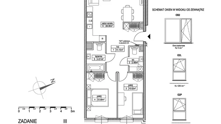 Rzut - Mieszkanie na sprzedaż 3 pokoje o powierzchni 67,79 m² - numer E.2.4.3 w Atut III