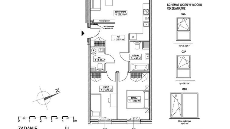 Rzut - Mieszkanie na sprzedaż 3 pokoje o powierzchni 67,71 m² - numer G.1.2.1 w Atut III