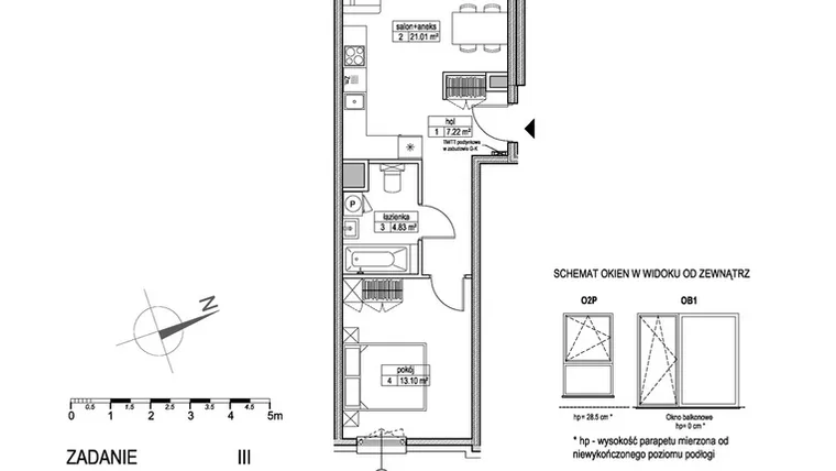 Rzut - Mieszkanie na sprzedaż 2 pokoje o powierzchni 46,19 m² - numer G.2.3.4 w Atut III
