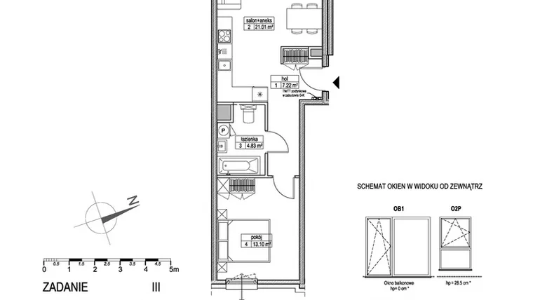 Rzut - Mieszkanie na sprzedaż 2 pokoje o powierzchni 46,16 m² - numer G.2.4.4 w Atut III