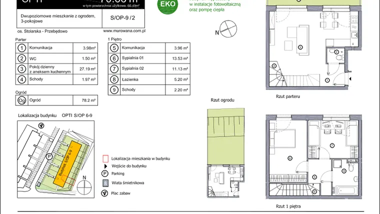 Rzut - Mieszkanie na sprzedaż 3 pokoje o powierzchni 66,49 m² - numer S-OP-9-2 w os. Stolarska