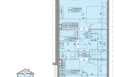 Rzut - Dom na sprzedaż 3 pokoje o powierzchni 68,42 m² - numer 5A w Osiedle Słoneczne