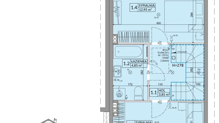 Rzut - Dom na sprzedaż 3 pokoje o powierzchni 68,42 m² - numer 5A w Osiedle Słoneczne